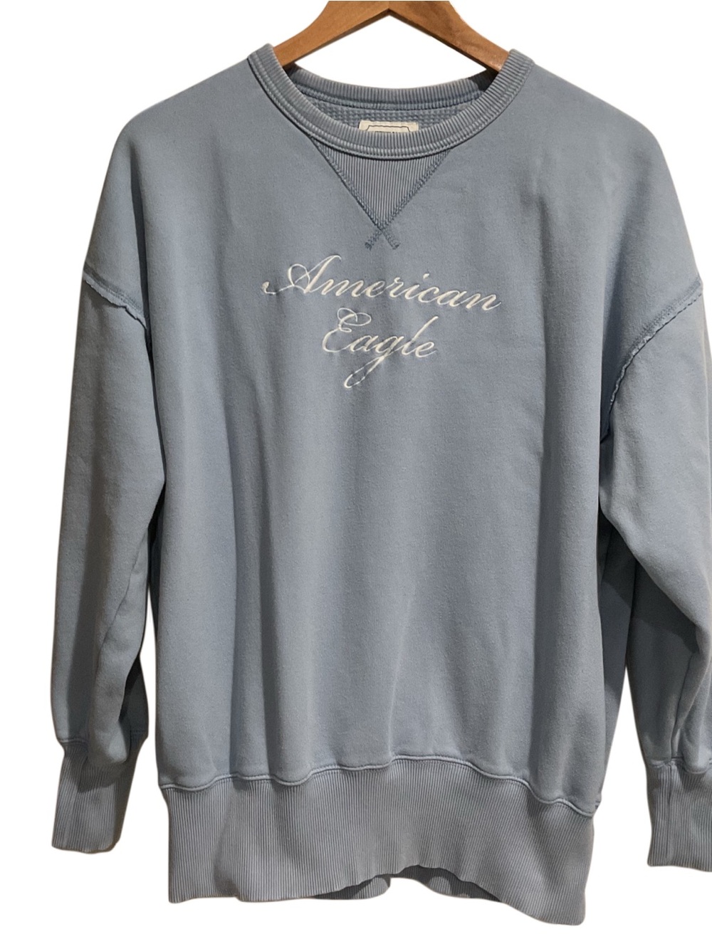 American Eagle Outfitters Light Blue‎ Ribbed Crewneck Sweatshirt